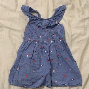 Cat & Jack blue chambray dress 4T with red white blue popsicles